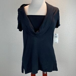NWT Rafaella Black Cowl Neck Style Top Size M